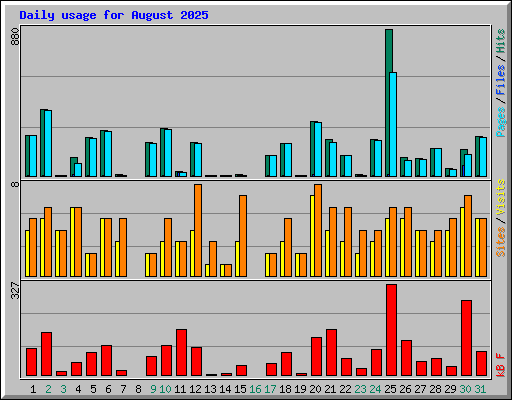Daily usage for August 2025