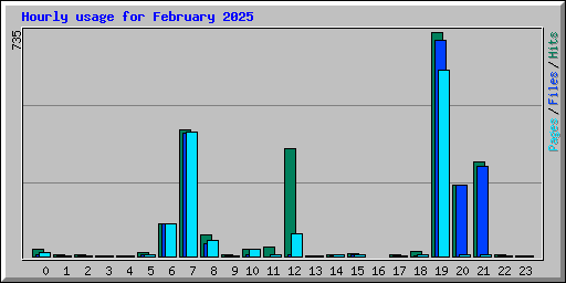 Hourly usage for February 2025