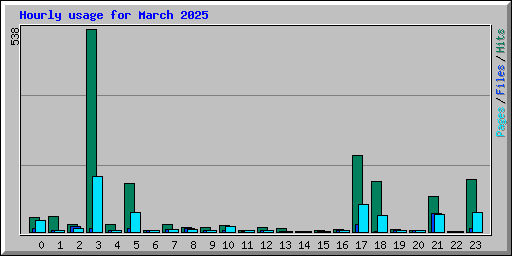 Hourly usage for March 2025