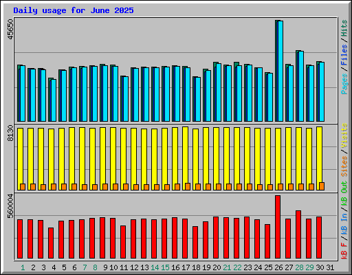 Daily usage for June 2025