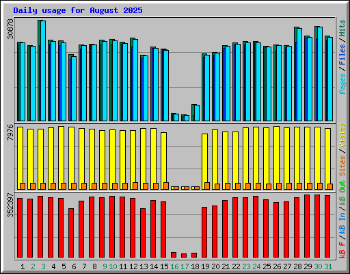 Daily usage for August 2025