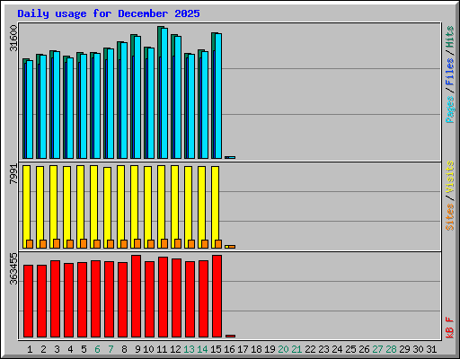 Daily usage for December 2025